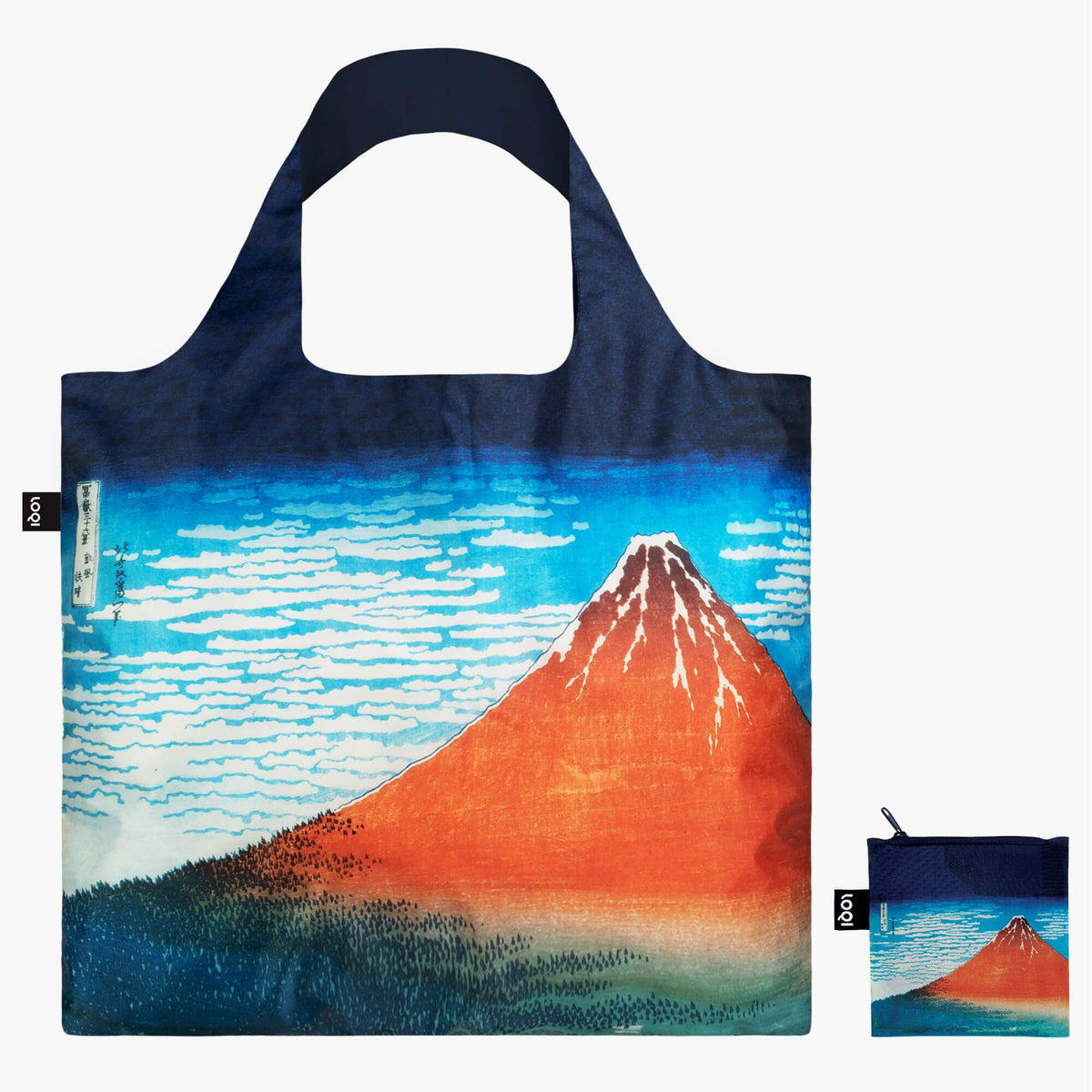 LOQI Katsushika Hokusai Red Fuji, Mountains in Clear Weather Bag with zip pocket