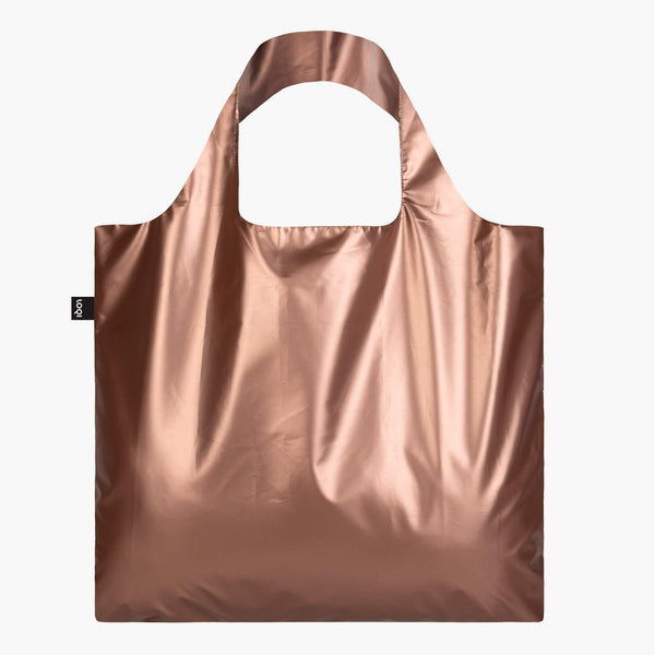 Metallic Matt Silver Rose Gold Weekender Bag | Gold Tote Bags Online | LOQI WE.SI.GO