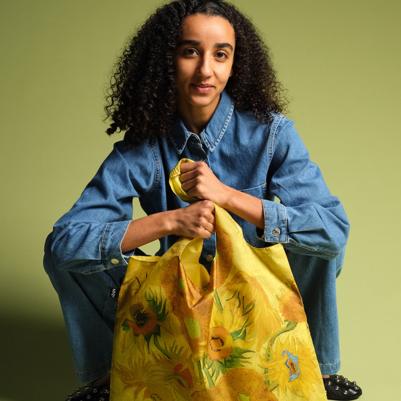 LOQI Borsa Tote Van Gogh Girasoli | 50cm 15 Litri | Impermeabile E Piegevole - Foto 3