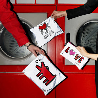 KEITH HARING Dog, Heart, Love Reflective Zip Pockets