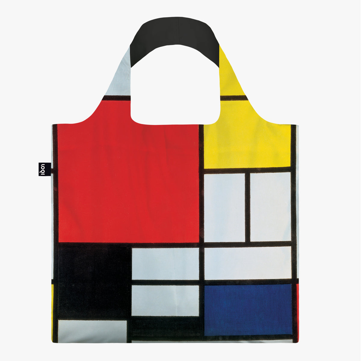 Composition with Red, Yellow, Blue and Black Recycled Bag