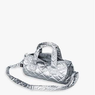 METALLIC Silver Puffy Medium Weekender