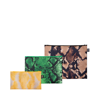 SNAKE Brown, Green, Yellow Recycled Zip Pockets