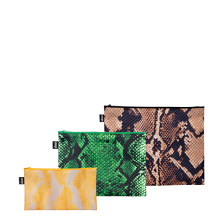 SNAKE Brown, Green, Yellow Recycled Zip Pockets