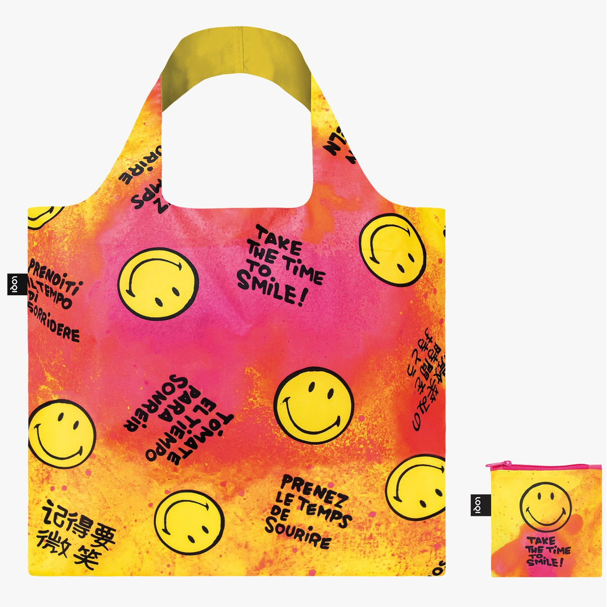 LOQI Smiley Time to Smile Collectors Edition Recycled Bag with Zip Pocket