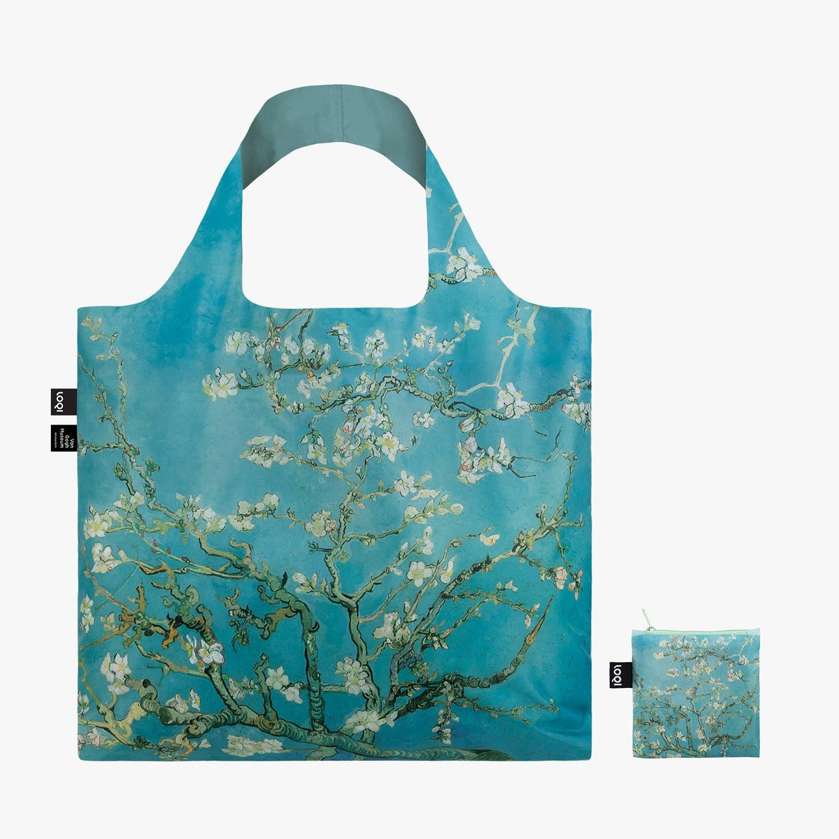 LOQI Vincent van Gogh Almond Blossom Bag front with zip pocket