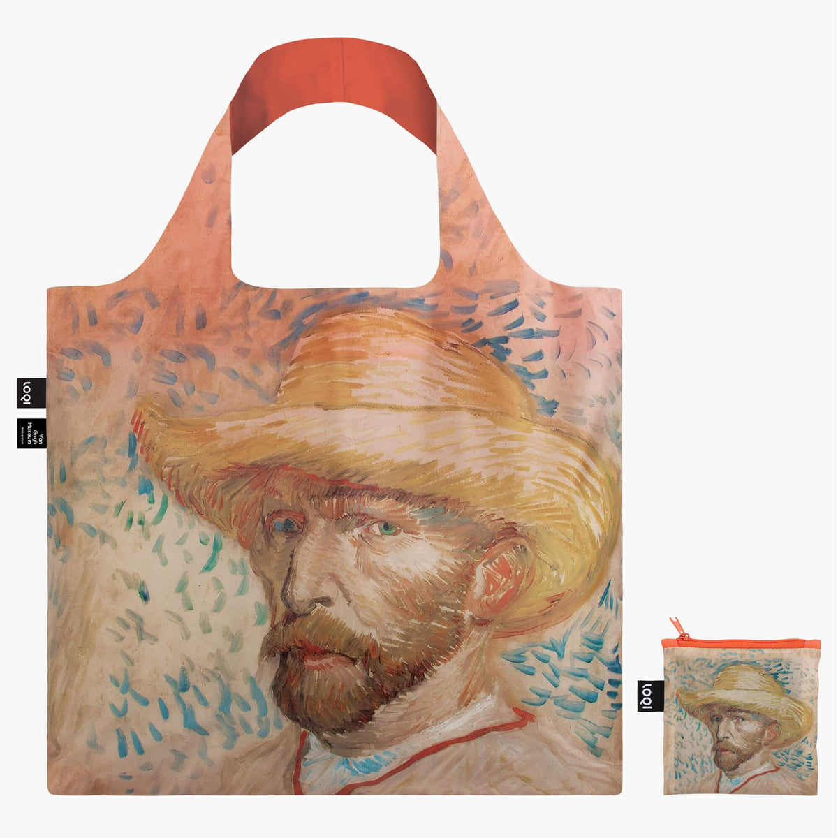 LOQI Vincent van Gogh Self Portrait with Straw Hat Bag with zip pocket
