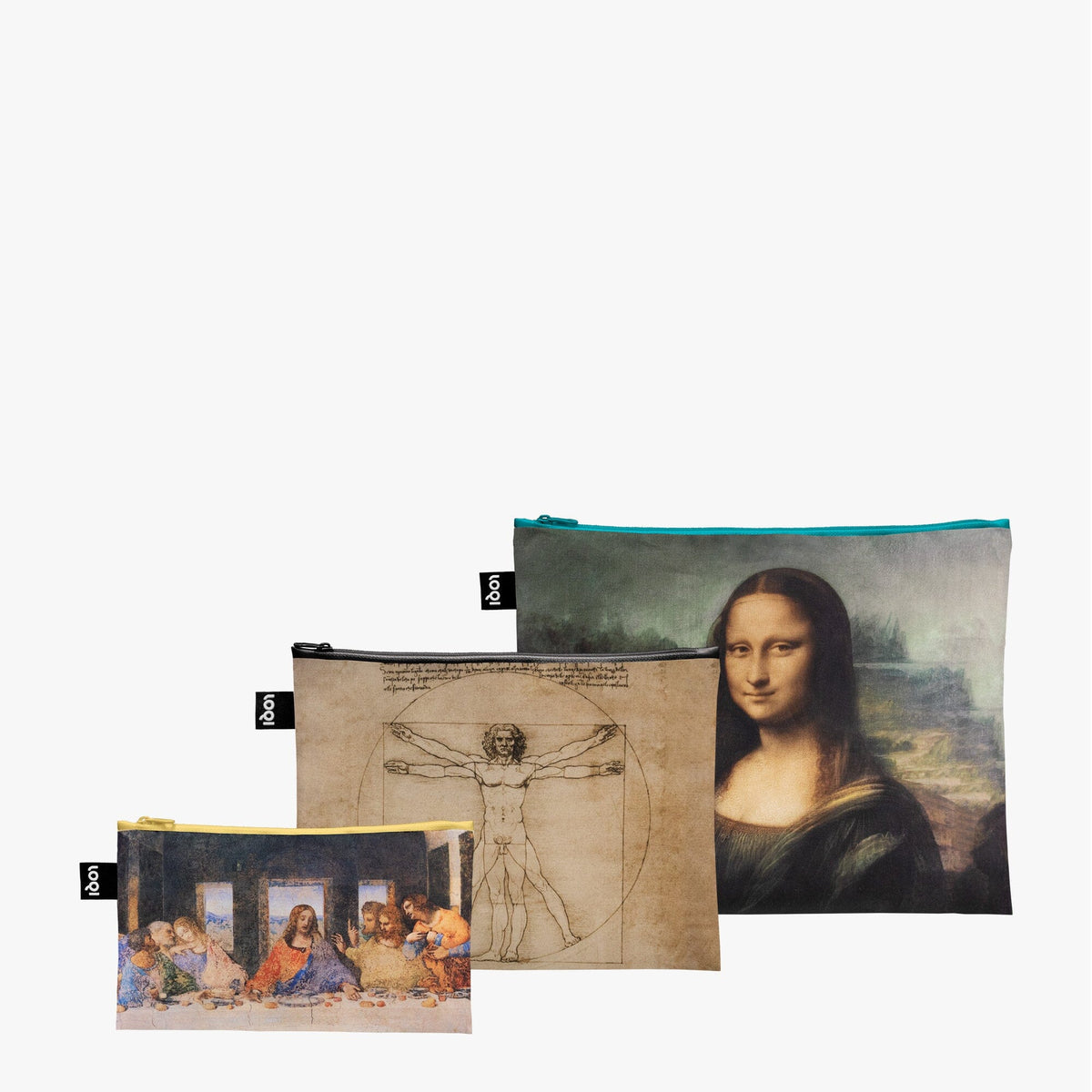 Mona Lisa, The Vitruvian Man, The Last Supper Recycled Zip Pockets